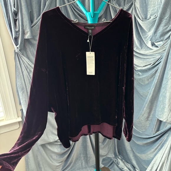 Eileen Fisher Tops - Eileen Fisher Velvet V-Neck dolman top in Rich Plum